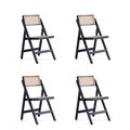 Manhattan Comfort Pullman Folding Dining Chair in Black and Natural Cane, Set of 4 2-DCCA08-BK